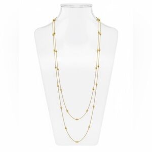 Crown PD Premier Designs 1980 Gold Tone Mirror Rope Chain Bead Necklaces 24” TWO